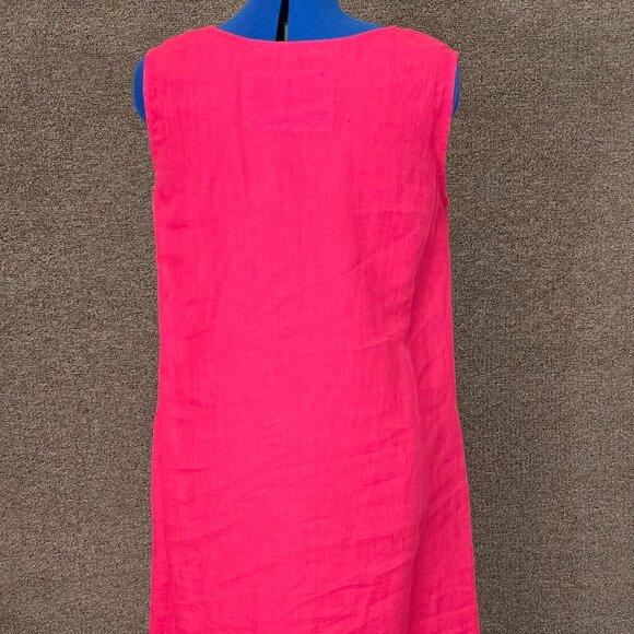 Amour Linen Norah Loose Linen Dress Viva Magenta Sz XL - Picture 4 of 7